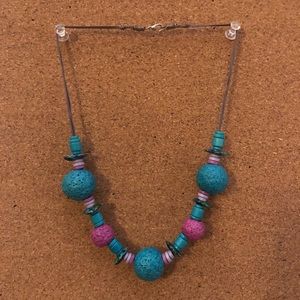 Blue and purple beaded necklace